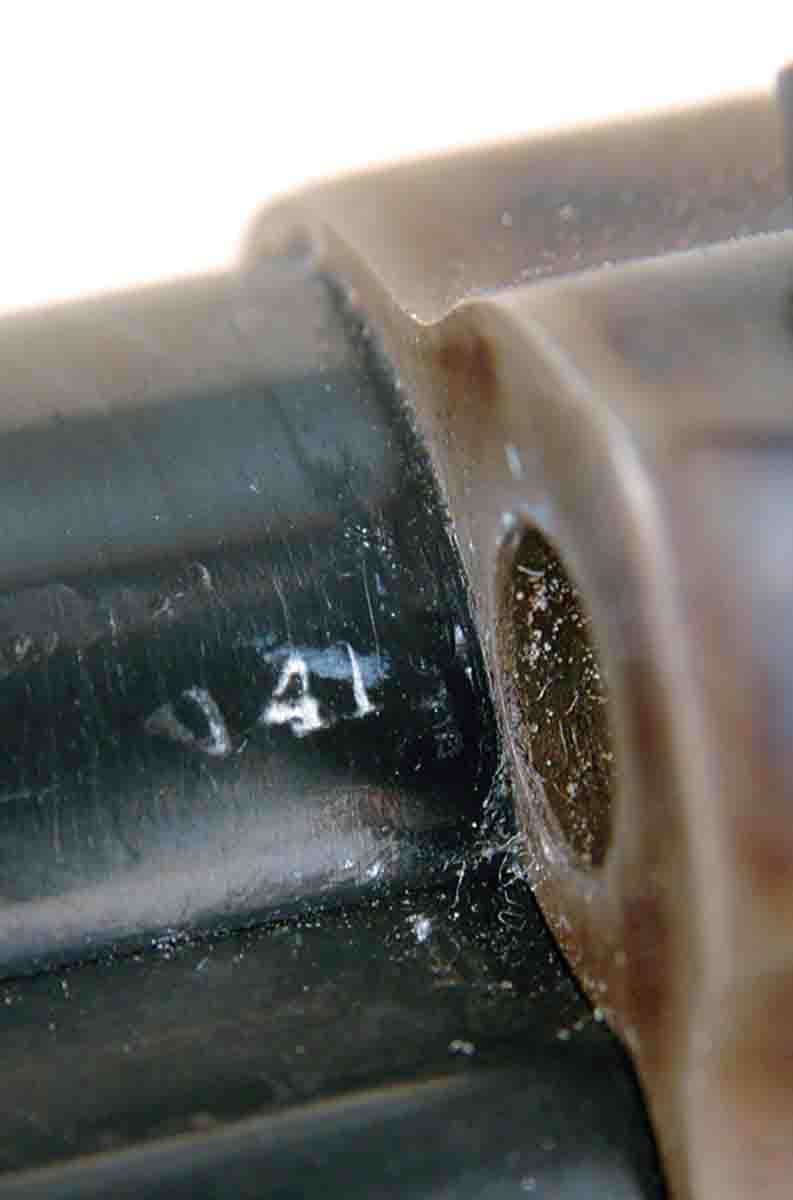 It is not unusual to encounter Colt .38 WCFs with this small “41” stamped beneath the barrel.